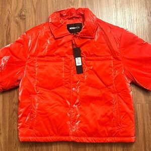 Fashion Nova Red Short Sleeve Puffer Shirt